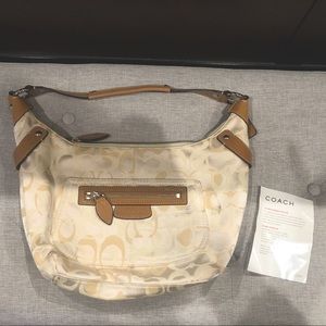 Coach Signature Cream and Tan Hobo Bag